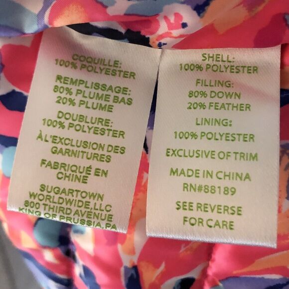 Lilly Pulitzer Cora Down Puffer Vest Womens Size S Pink Ruffle Tassel Zip Pull - Picture 12 of 14